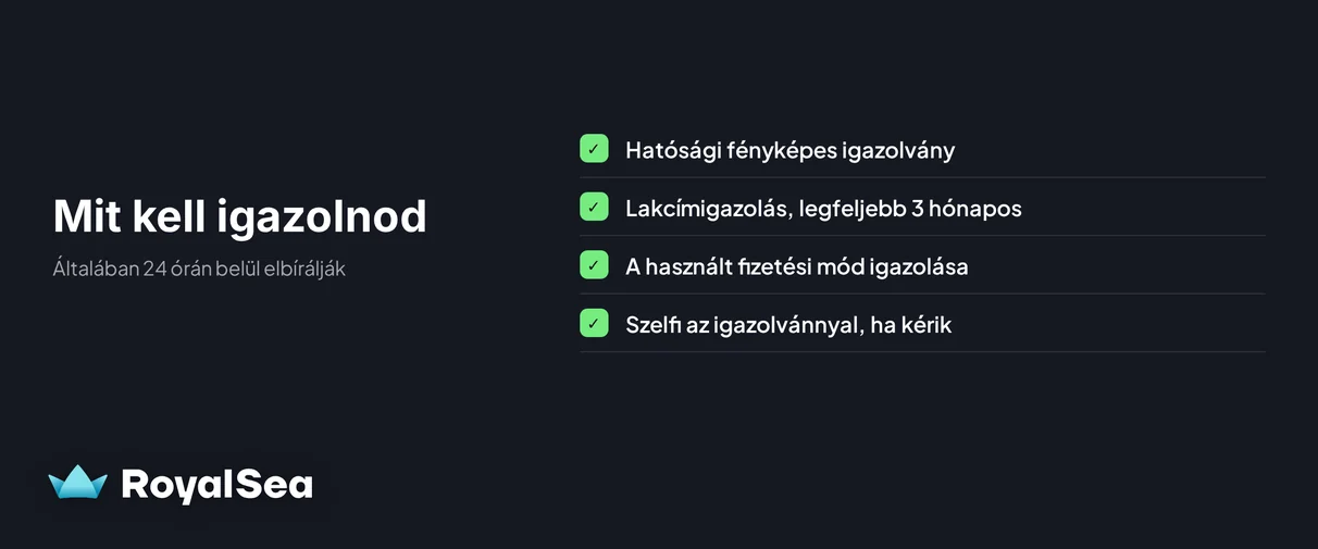 Szükséges KYC-dokumentumokat készítsd elő.